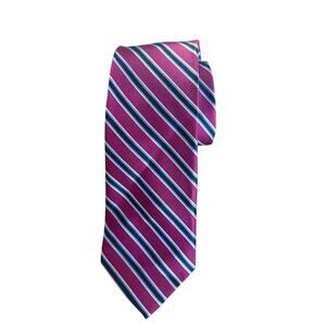 Mens Wearhouse Nautica NWT 59” Tie Fushia Navy Silver Striped Tie